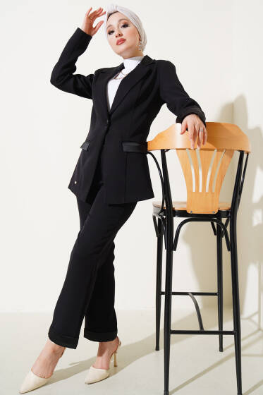 Duble Paça Ceketli İkili Takım Siyah - İkili Takım