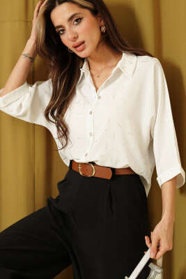 Duble Yarım Kol Gömlek Beyaz - LUSTRİN