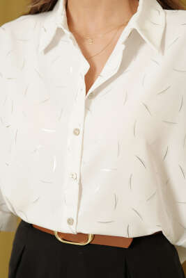 Duble Yarım Kol Gömlek Beyaz - Kadın Giyim Modelleri