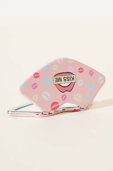 Dudak Figürlü Cep Ayna Pudra - Ayna