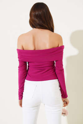 Düğme Aksesuarlı Sandy Bluz Menekşe - Kadın Giyim Modelleri