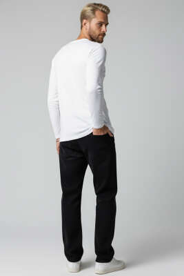 Düğme Detaylı Erkek Sweatshirt Beyaz - Erkek Sweatshirt