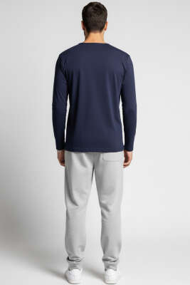 Düğme Detaylı Erkek Sweatshirt Lacivert - Erkek Sweatshirt