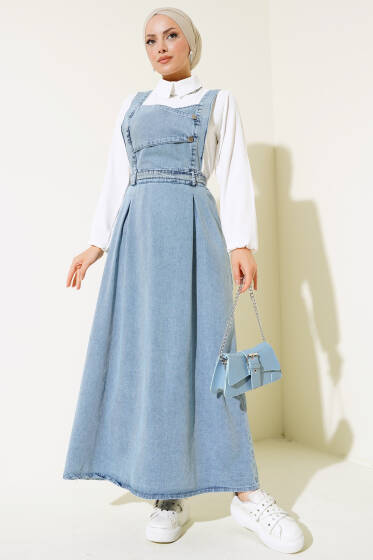 Düğme Detaylı Kot Slopet Kot Buz Mavi - Tulum & Slopet