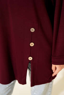 Düğme Detaylı Loyşa Tunik Bordo - Tunik