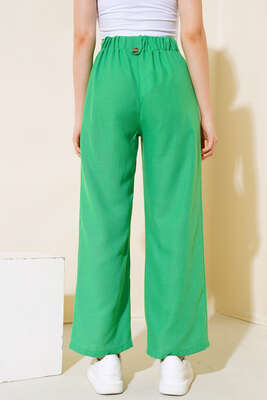 Düğme Detaylı Salaş Pantolon Yeşil - Kadın Giyim Modelleri