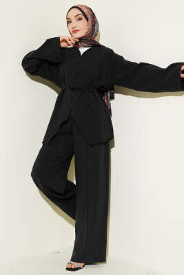 Düğme Detaylı Tensel İkili Takım Siyah - DESTİNA