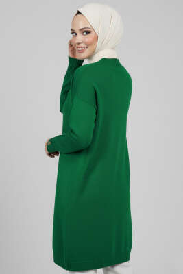 Düğme Detaylı V Yaka Triko Hırka Zümrüt - Yılın Fırsatı