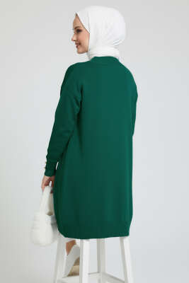 Düğme Detaylı V Yaka Triko Hırka Zümrüt - Yılın Fırsatı