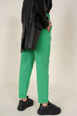 Düğme Süslemeli Pantolon Yeşil - Thumbnail