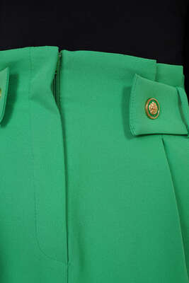 Düğme Süslemeli Pantolon Yeşil - Thumbnail