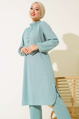 Düğme Süslemeli Tunik İkili Takım Mint - Yılın Fırsatı