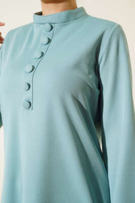 Düğme Süslemeli Tunik İkili Takım Mint - Yılın Fırsatı