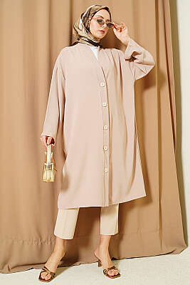 Düğmeli Araboy Salaş Hırka Bej - Hırka