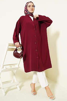 Düğmeli Araboy Salaş Hırka Bordo - Hırka