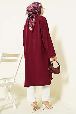 Düğmeli Araboy Salaş Hırka Bordo - Hırka