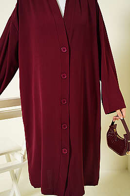 Düğmeli Araboy Salaş Hırka Bordo - Hırka