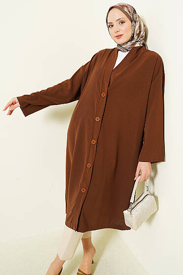 Düğmeli Araboy Salaş Hırka Kahve - Hırka