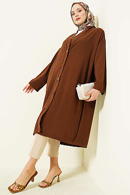 Düğmeli Araboy Salaş Hırka Kahve - Hırka