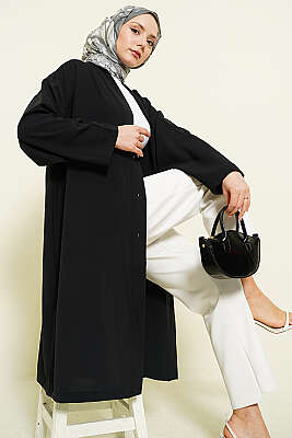 Düğmeli Araboy Salaş Hırka Siyah - VAV TEKSTİL