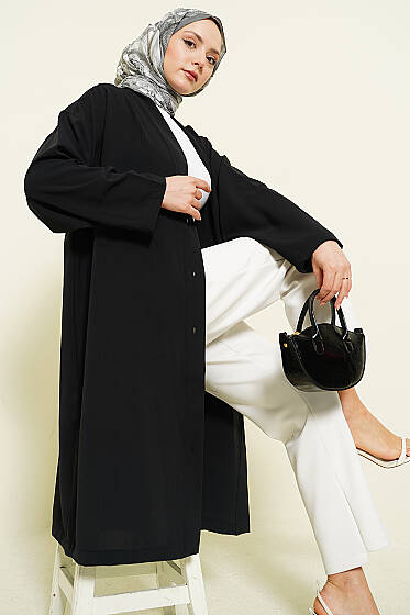 Düğmeli Araboy Salaş Hırka Siyah - Hırka