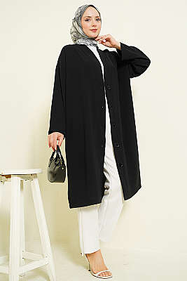 Düğmeli Araboy Salaş Hırka Siyah - Hırka