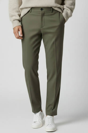 Düğmeli Baggy Beli Lastikli Erkek Pantolon Haki - Erkek Pantolon