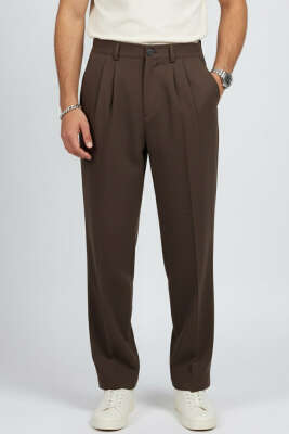 Düğmeli Baggy Erkek Pantolon Kahve - GİESTO