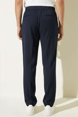 Düğmeli Baggy Erkek Pantolon Lacivert - Erkek Pantolon