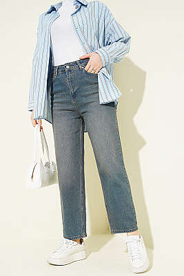 Düğmeli Baggy Pantolon Kahve Tint - BLUE HİLL(ZER)