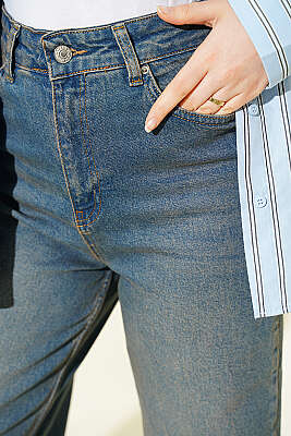 Düğmeli Baggy Pantolon Kahve Tint - Pantolon