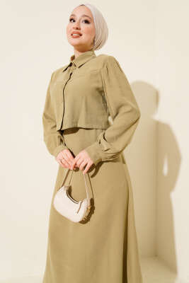 Düğmeli Bel Tünelli Tensel Jile Takım Nefti - İkili Takım