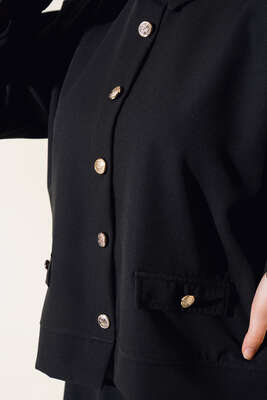 Düğmeli Ceketli İkili Takım Siyah - Thumbnail
