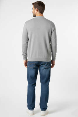 Düğmeli Erkek Triko Hırka Gri - Erkek Hırka