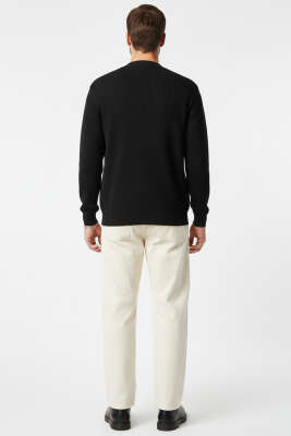 Düğmeli Erkek Triko Hırka Siyah - Erkek Hırka