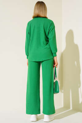 Düğmeli İkili Takım Yeşil - Kadın Giyim Modelleri