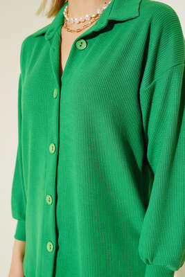 Düğmeli İkili Takım Yeşil - Kadın Giyim Modelleri