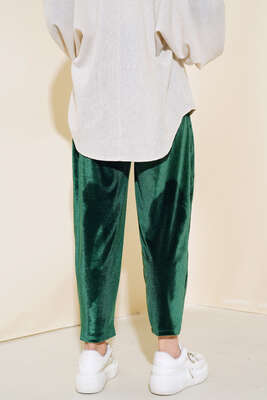 Düğmeli Kadife Pantolon Yeşil - Thumbnail