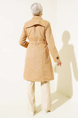 Düğmeli Kuşaklı Araboy Trençkot Camel - 300-500 TL Ürünler