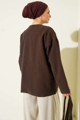 Düğmeli Kuşaklı Basic Ceket Kahve - Ceket