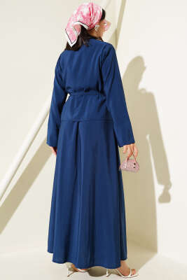 Düğmeli Kuşaklı Jile İkili Takım Lacivert - 700-1000 TL Ürünler