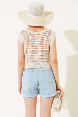 Düğmeli Örme Hırka Bej - Kadın Giyim Modelleri