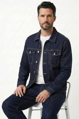 Düğmeli Oversize Denim Erkek Ceket Lacivert - MARTİN MİXS