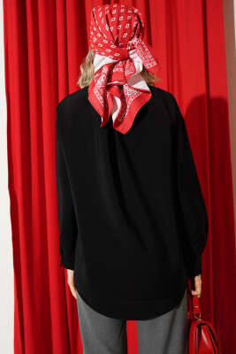 Düğmeli Oversize Gömlek Siyah - Kadın Giyim Modelleri