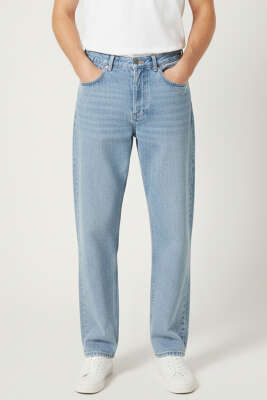 Düğmeli Regular Erkek Kot Pantolon Açık Mavi - GİESTO