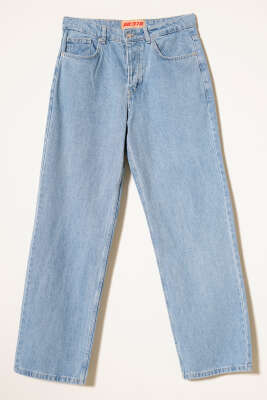 Düğmeli Regular Erkek Kot Pantolon Açık Mavi - Erkek Pantolon