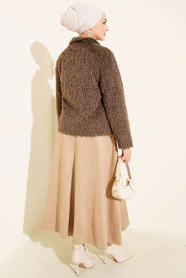 Düğmeli Sakallı Kısa Ceket Kahve - Ceket