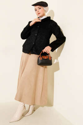 Düğmeli Sakallı Kısa Ceket Siyah - Ceket