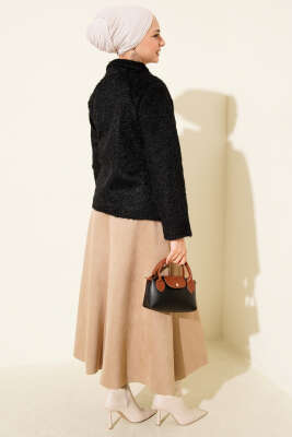 Düğmeli Sakallı Kısa Ceket Siyah - Ceket