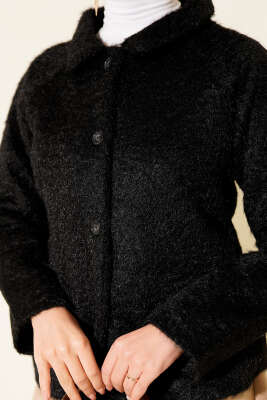 Düğmeli Sakallı Kısa Ceket Siyah - Ceket